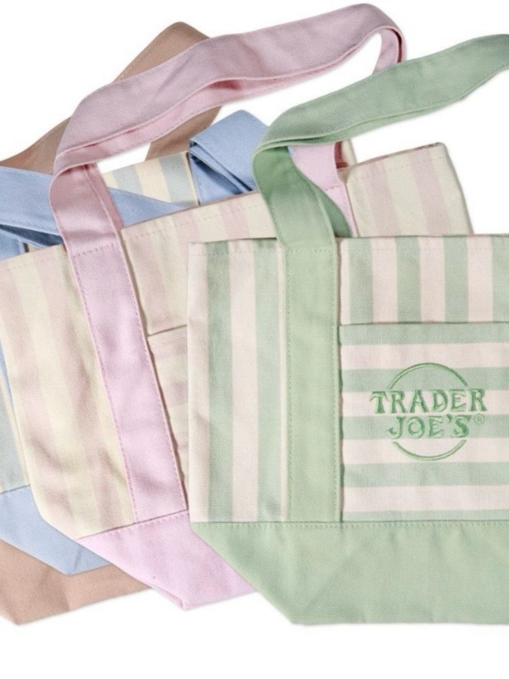 Trader Joe's Pastel Stripe Market Tote - Blue